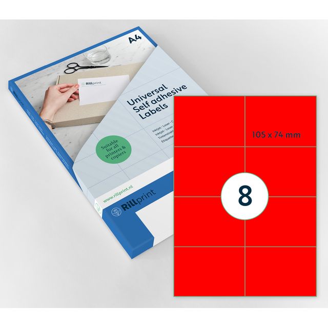 Rillprint - Etiquette 105x74mm rouge fluor 800 étiquettes