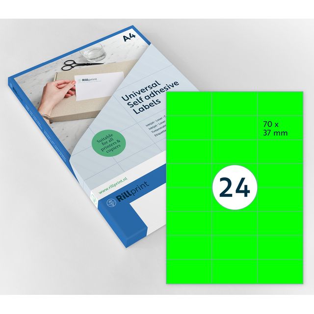 Rillprint - Label 70x37mm fluoro green 2400 labels