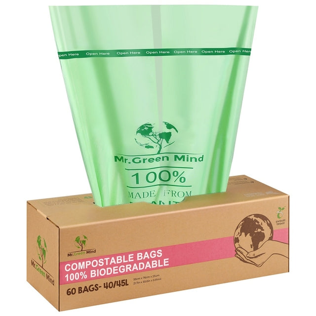 Mr. Green Mind - Waste bag organic Mr.Green Mind 55x76cm 40-45 liter dispenser 60 pieces