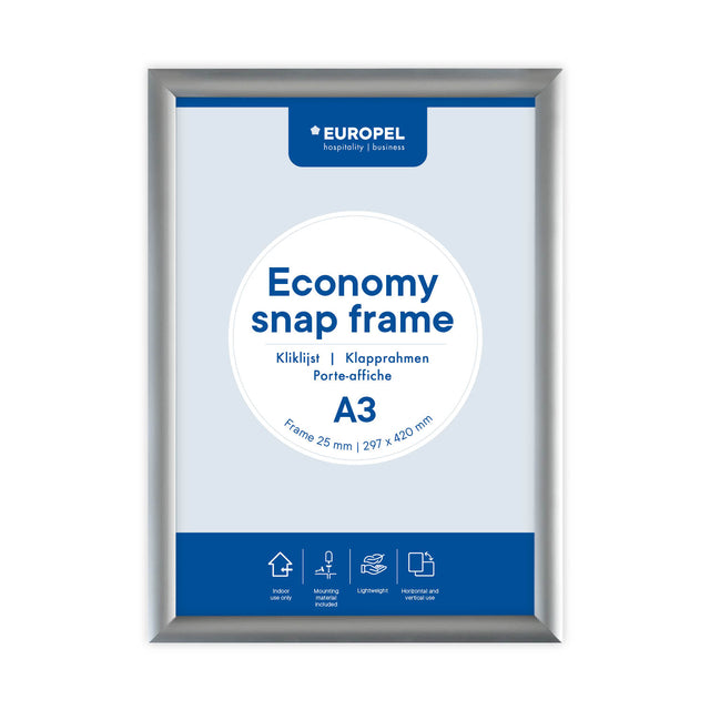 Europel - Cornice a scatto Economy A3 argento