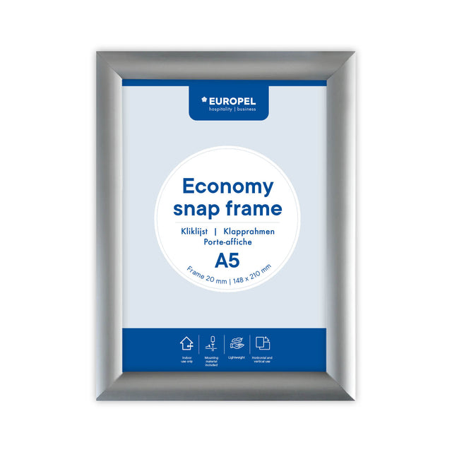 Europel - Marco a presión Peel Economy A5 plateado