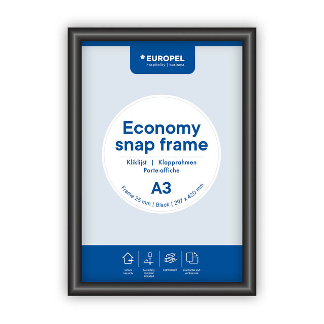 Europel - Cornice a scatto Economy A3 nera