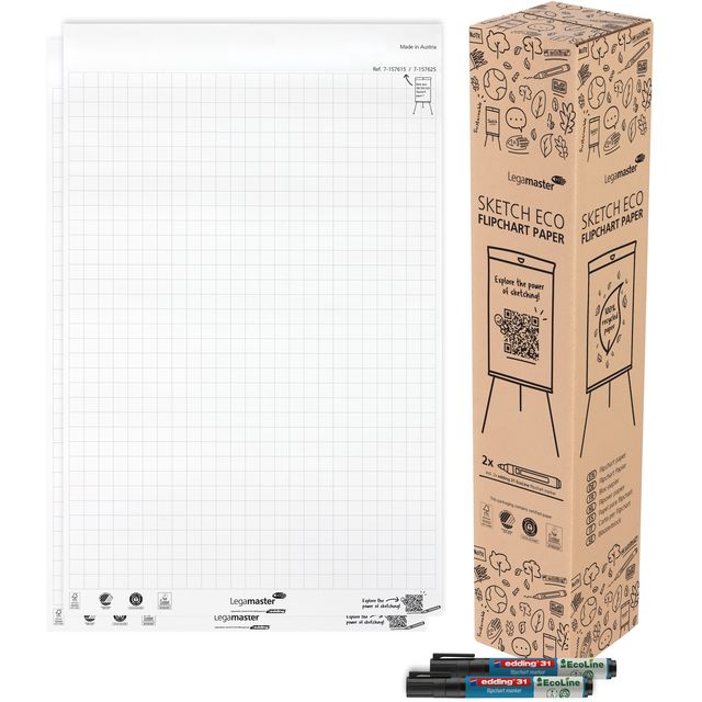 Legamaster - Flipchartpapier SKETCH ECO Raster 2x 50 Blatt