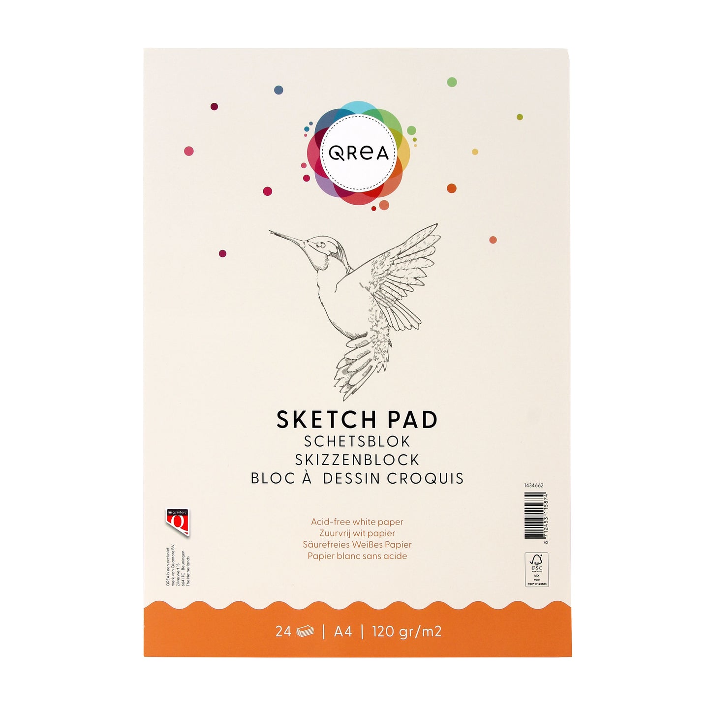 Qrea - Sketchpad A4 24 sheets 120gr glued | 5 pieces