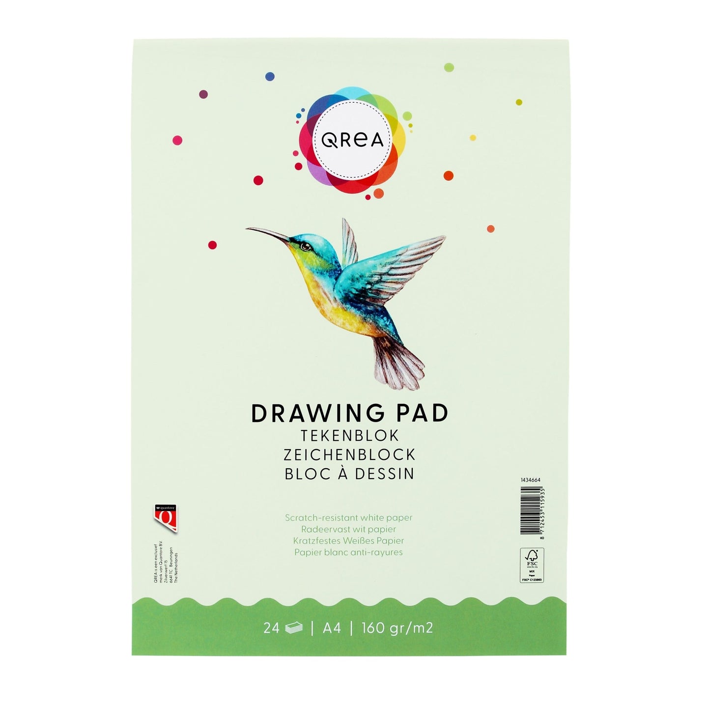 Qrea - Blocco da disegno a4 24 fogli 160gr incollati | 50 pezzi