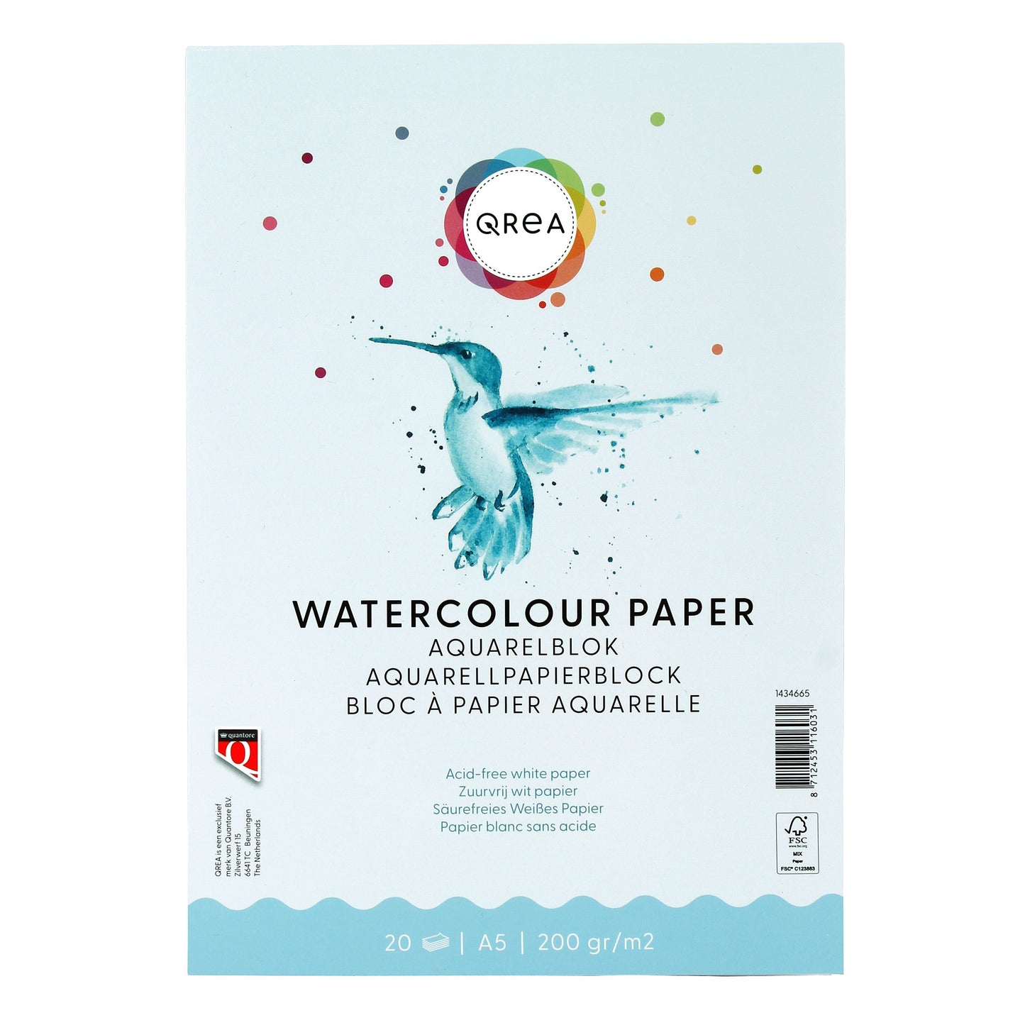 Qrea - Aquarelblok A5 20vel 200gr gelijmd | 60 stuks