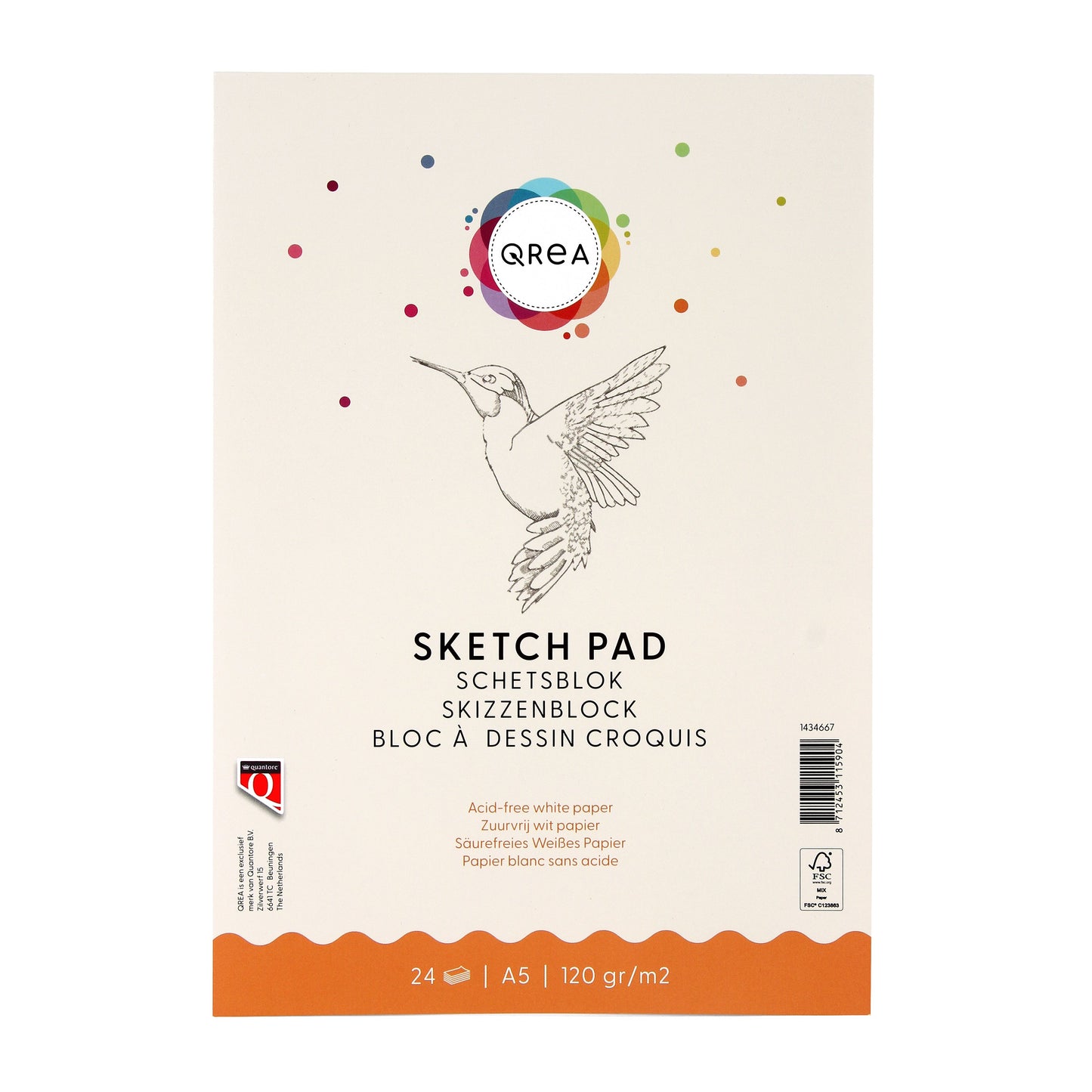 Qrea - Sketchpad A5 24 feuilles 120gr collées | 60 pièces