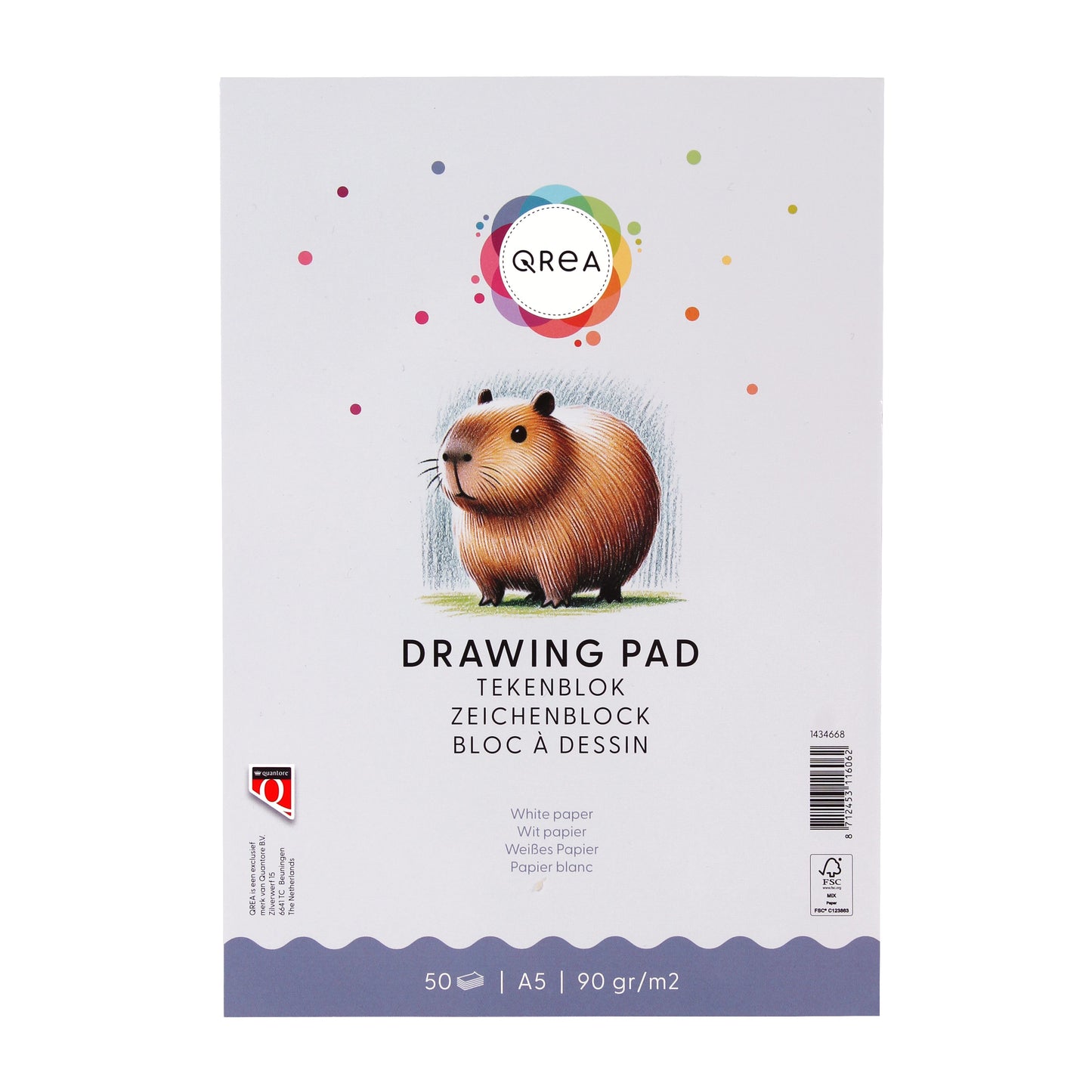 Qrea - Bloc de dibujo A5 50 hojas 90gr pegadas | 5 piezas