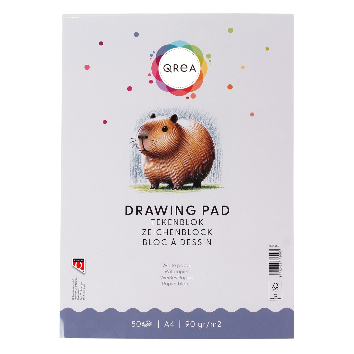 Qrea - Drawing pad A4 50 sheets 90gr glued | 5 pieces