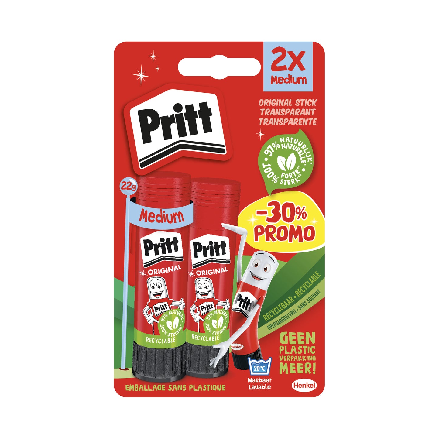 Pritt - Lijmstift Stick Original 22gr blister à 2 stuks Promo