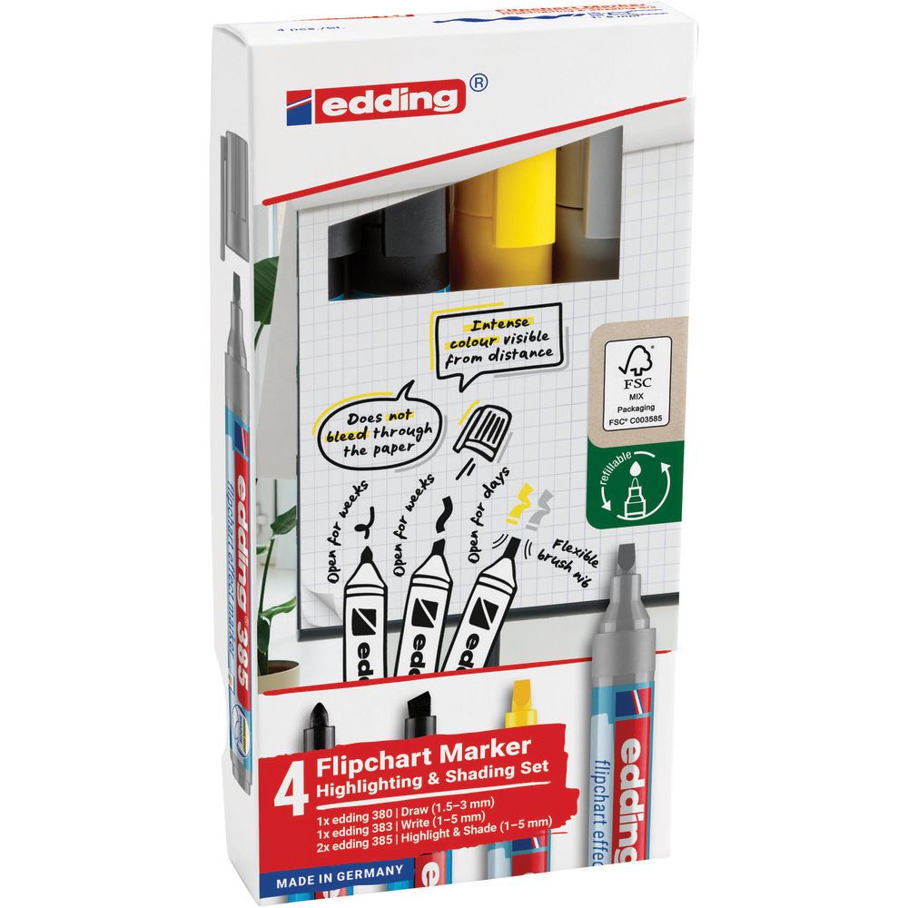 Edding - Felt-tip pen 385 flipchart and 380 383 4pcs ass