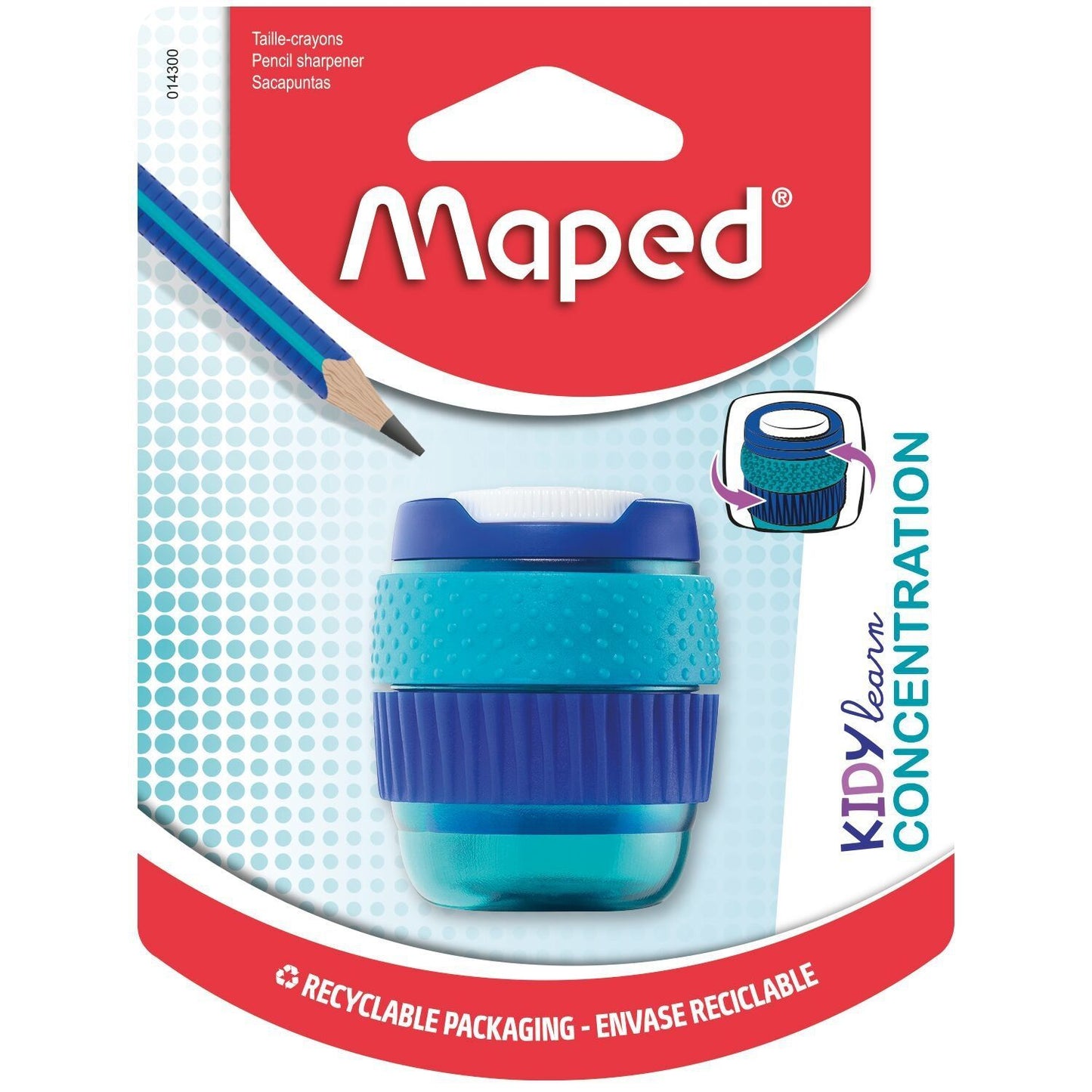 Maped - Puntenslijper Kidy Learn Concentration 1-gaats blauw