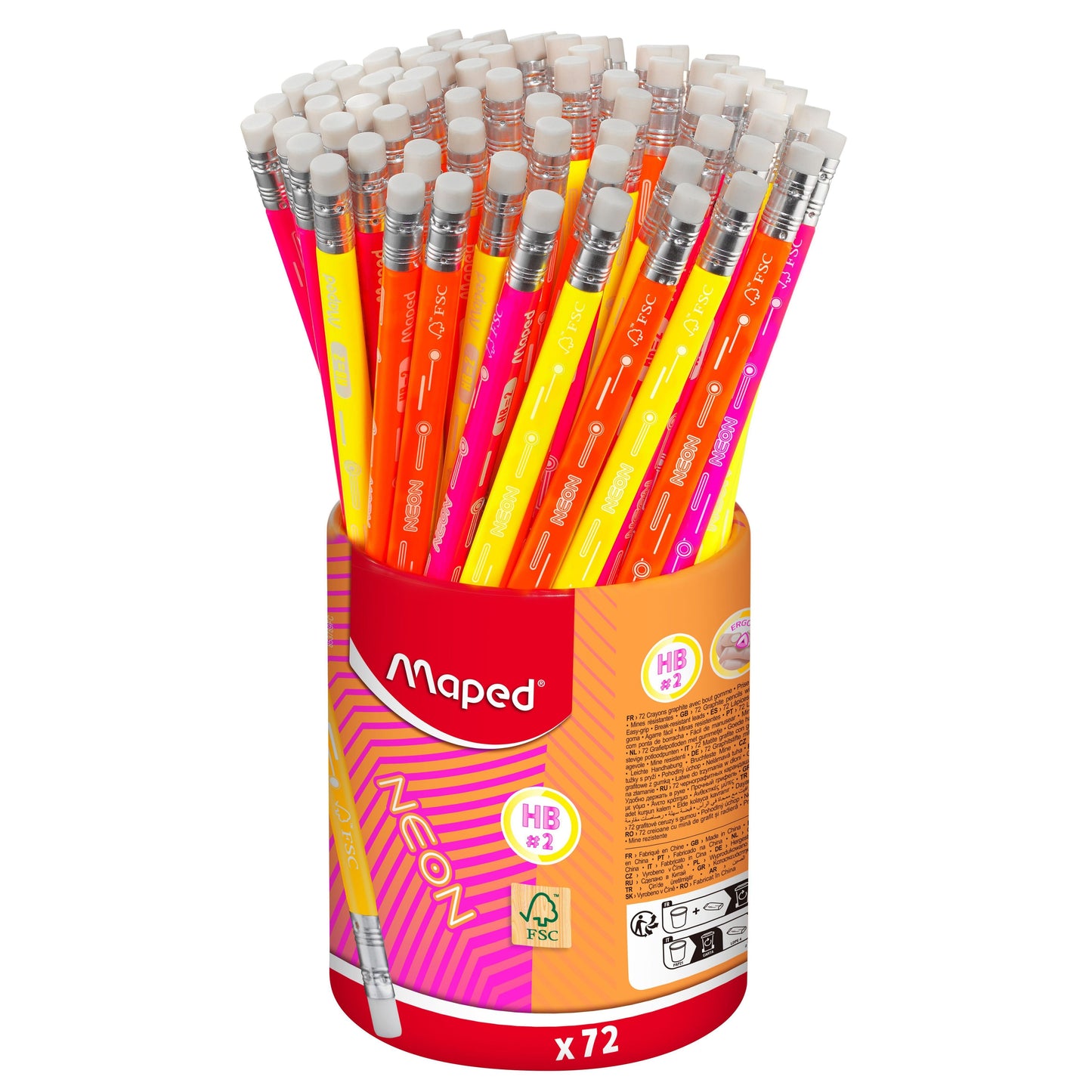 Maped - Lápiz grafito tubo neón 72 piezas surtidos | 72 piezas