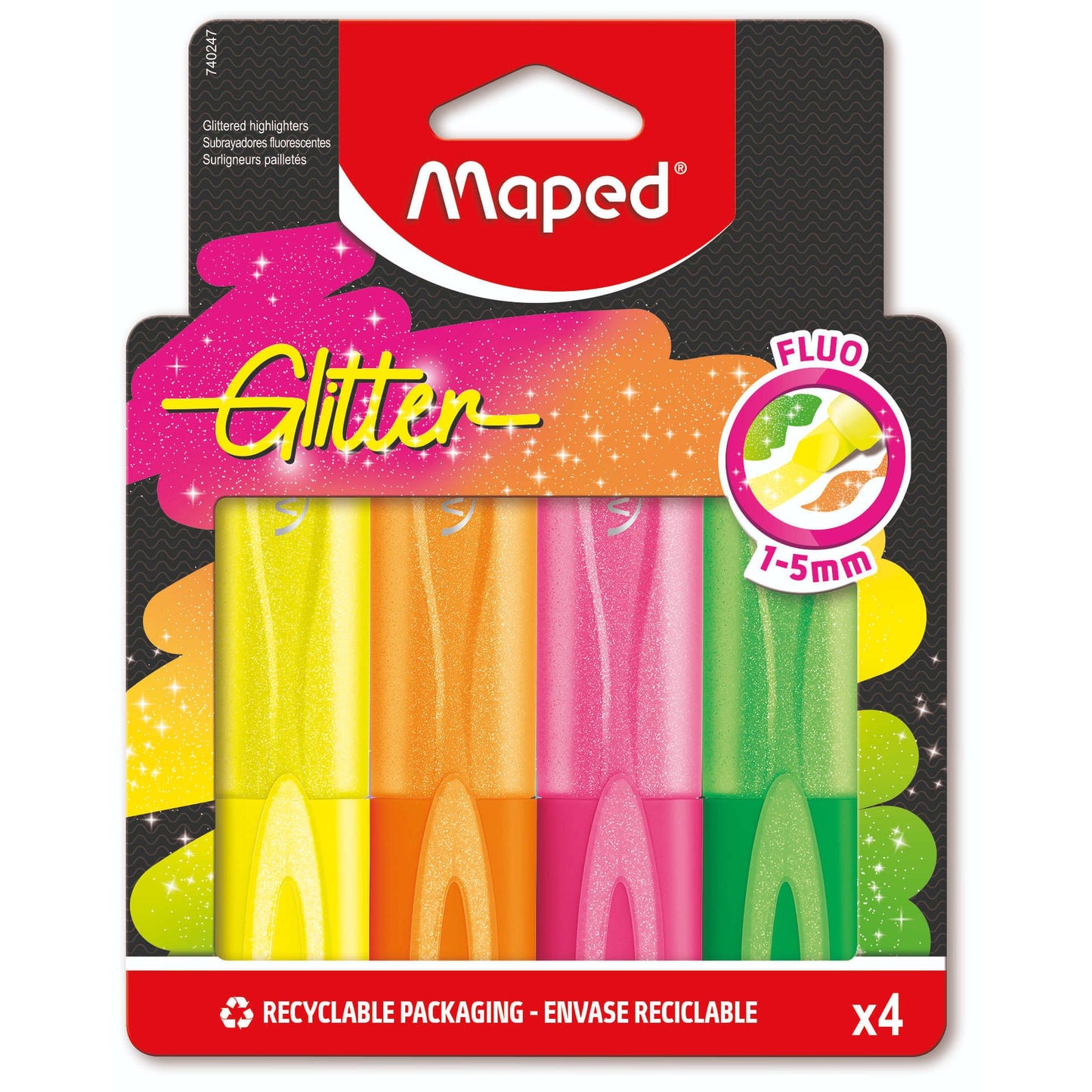 Maped - Glitter highlighter 4 fluorescent colors