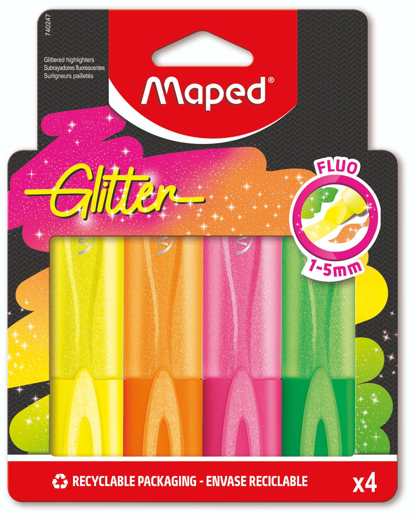 Maped - Glitter highlighter 4 fluorescent colors