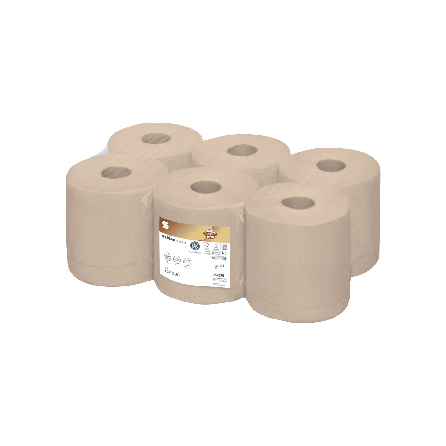 Satino by WEPA - Poetspapier Satino CF1 PureSoft 2-laags 6x150m naturel 314290