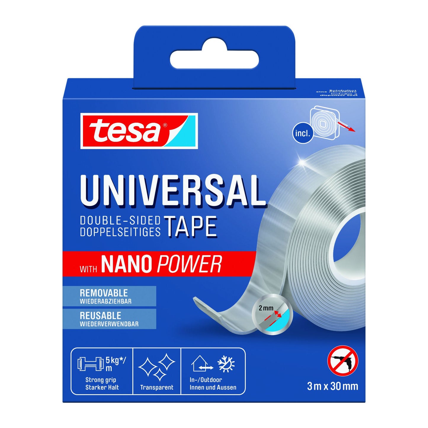 Tesa - Cinta adhesiva nano power doble cara 30mmx3m | 8 piezas