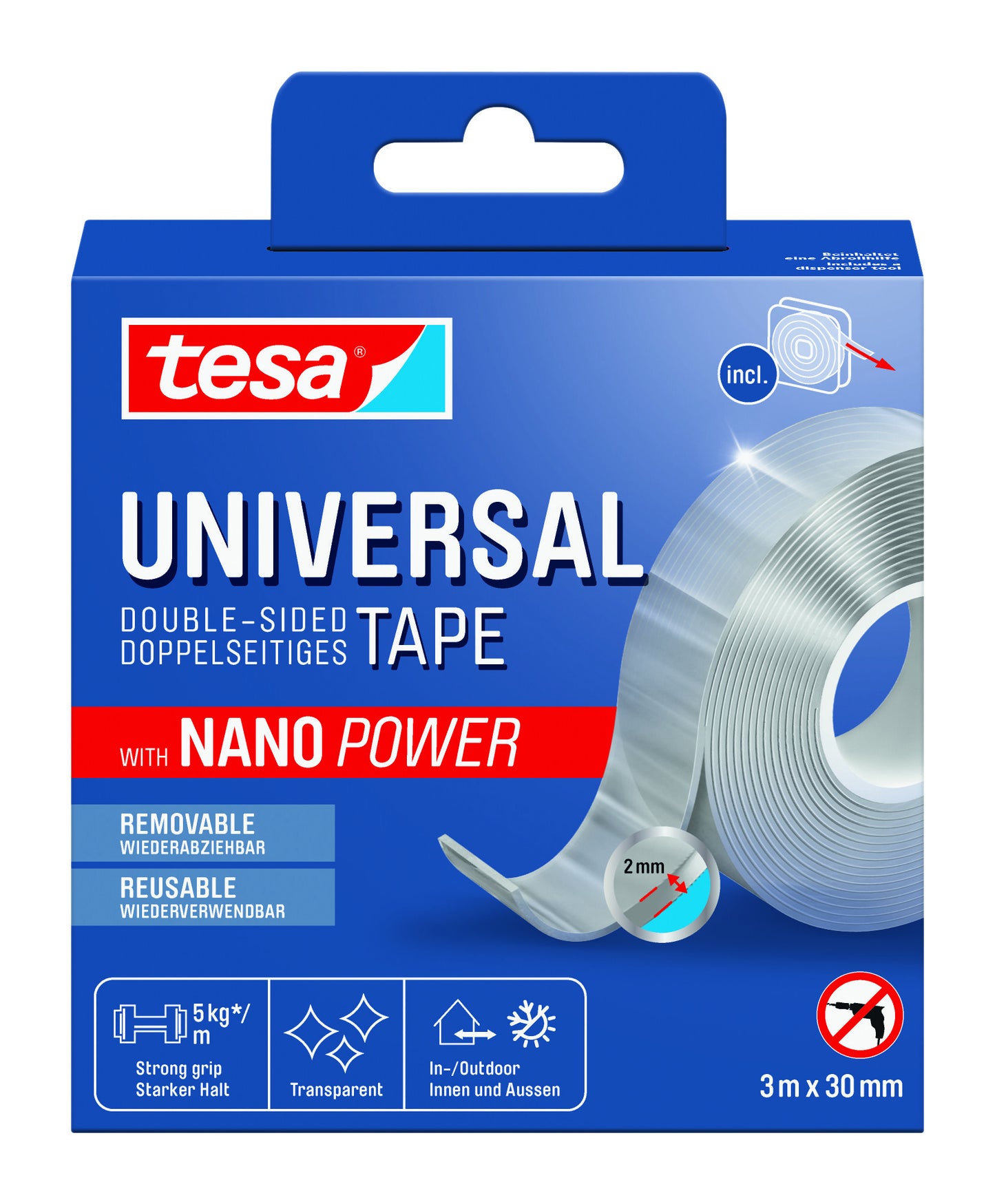 Tesa - Plakband nano power dubbelzijdig 30mmx3m | 8 stuks