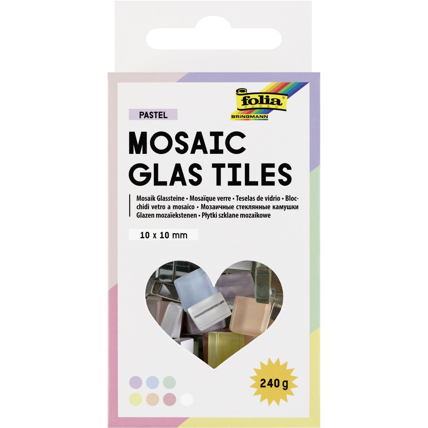 Folia Paper - Mosaic stones folia 10x10mm glass pastel assorted | 4 pieces
