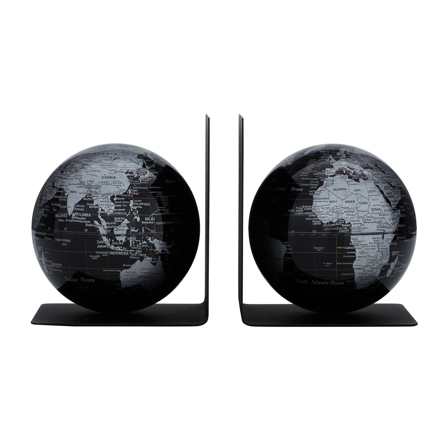 Troika - Boekensteun met magnetische globes 13cm set à 2 stuks zwart