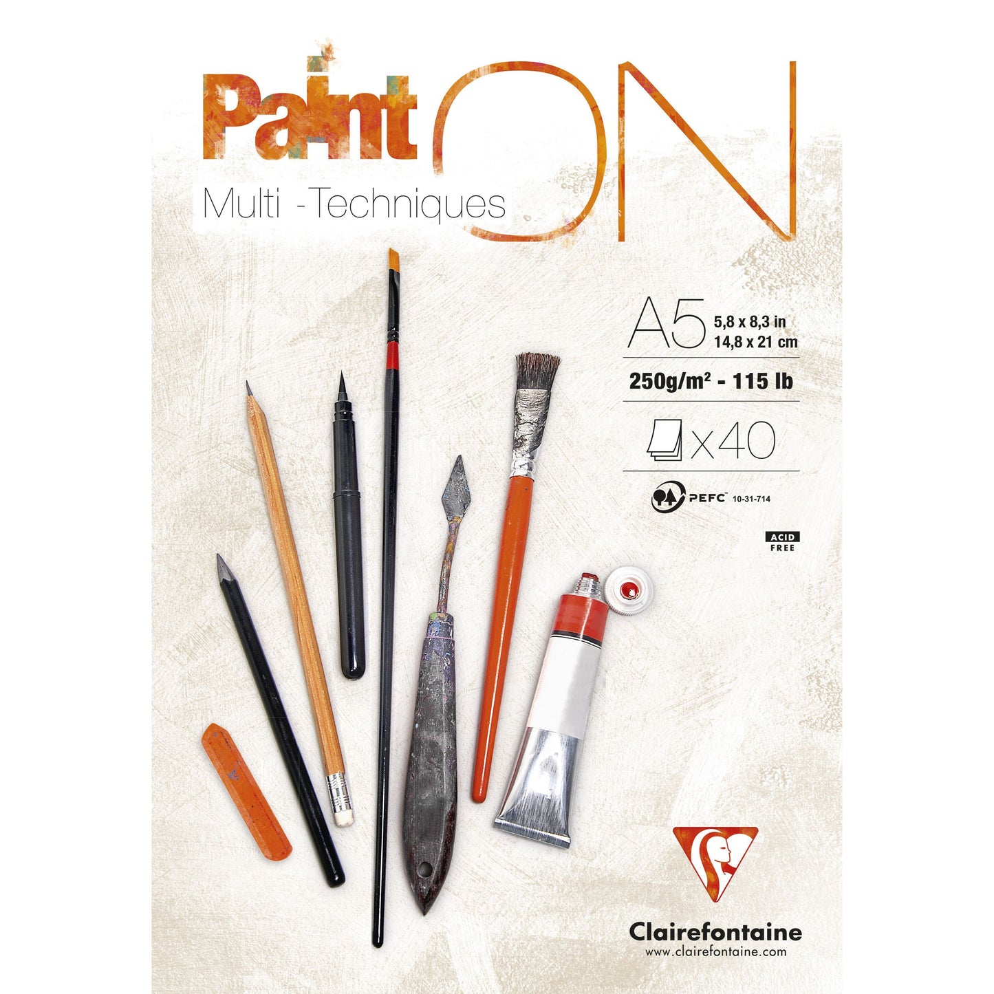 Clairefontaine - Tekenblok paint on a5 40 vel 250g | 4 stuks