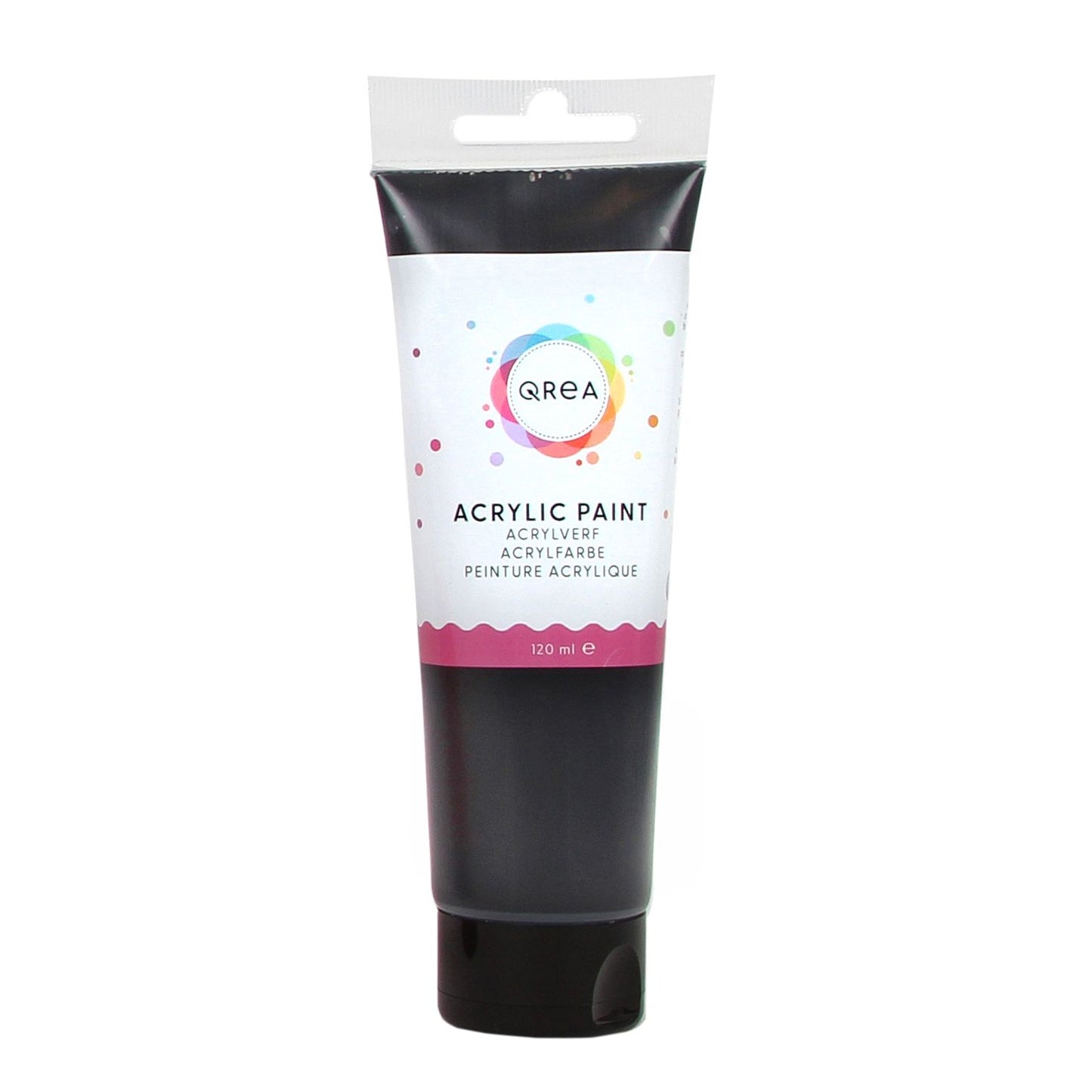 Qrea - Acrylfarbe 120 ml schwarz | 6 Stück