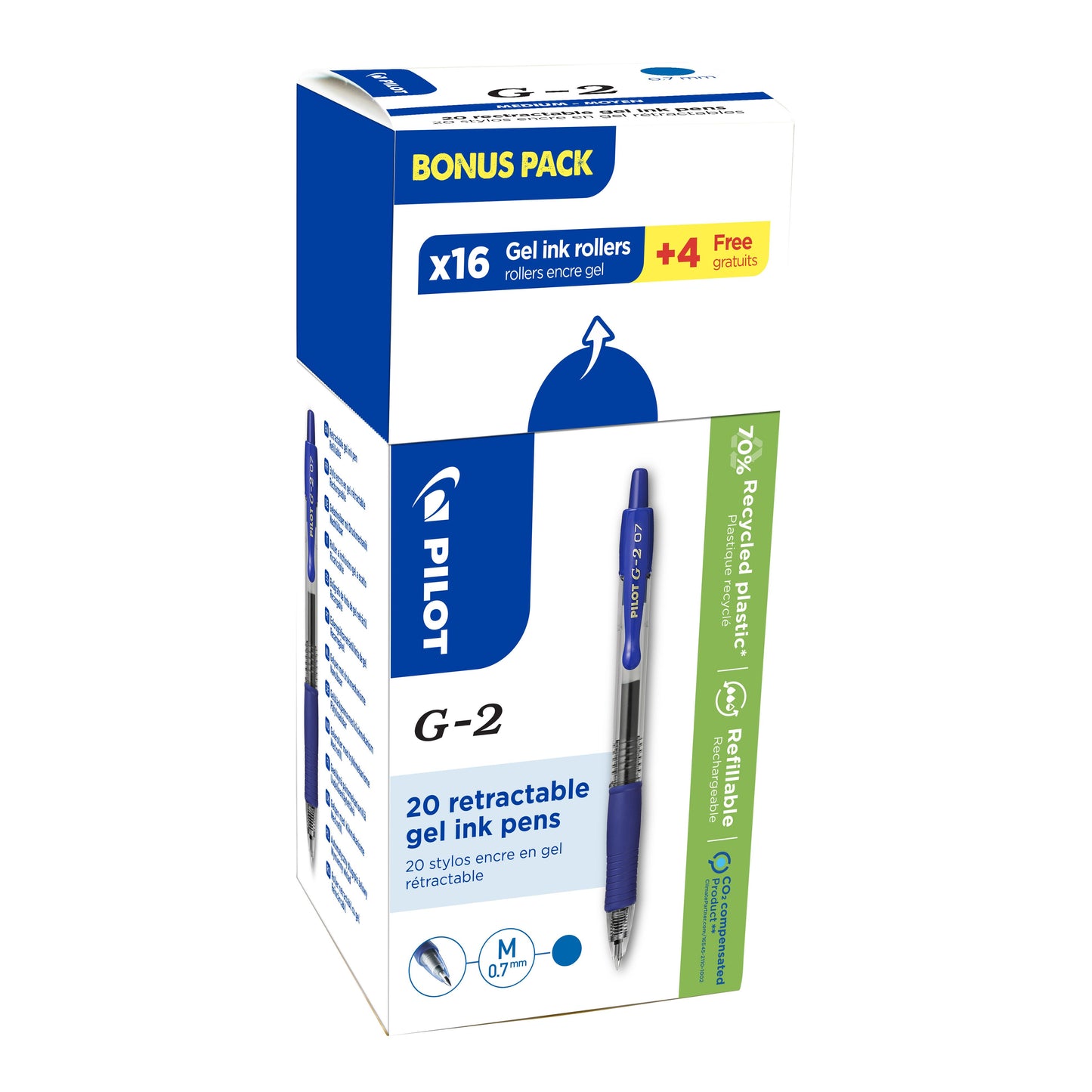 Pilot - Gelschrijver BL-G2-7 medium blauw 16+4 gratis