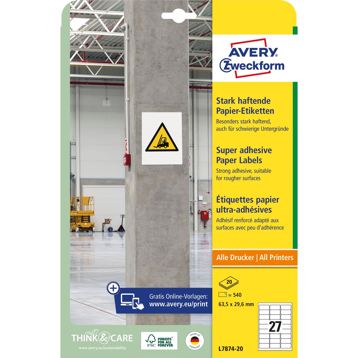 Avery Zweckform - Label l7874-20 63.5x29.6mm 540pcs