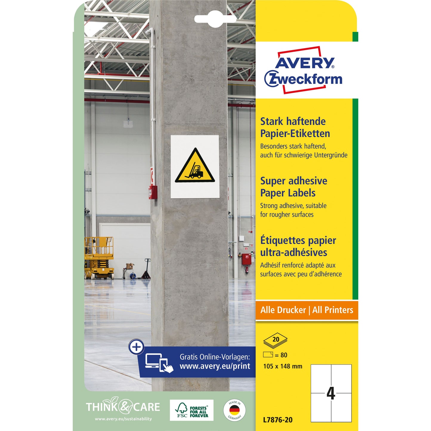 Avery Zweckform - Etiket avery l7876-20 105x148mm 80st