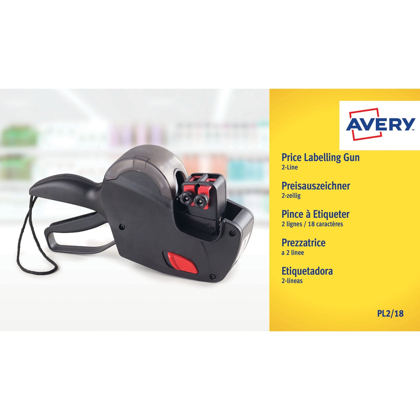 Avery - Pince à étiqueter PL2/18 2 lignes noire