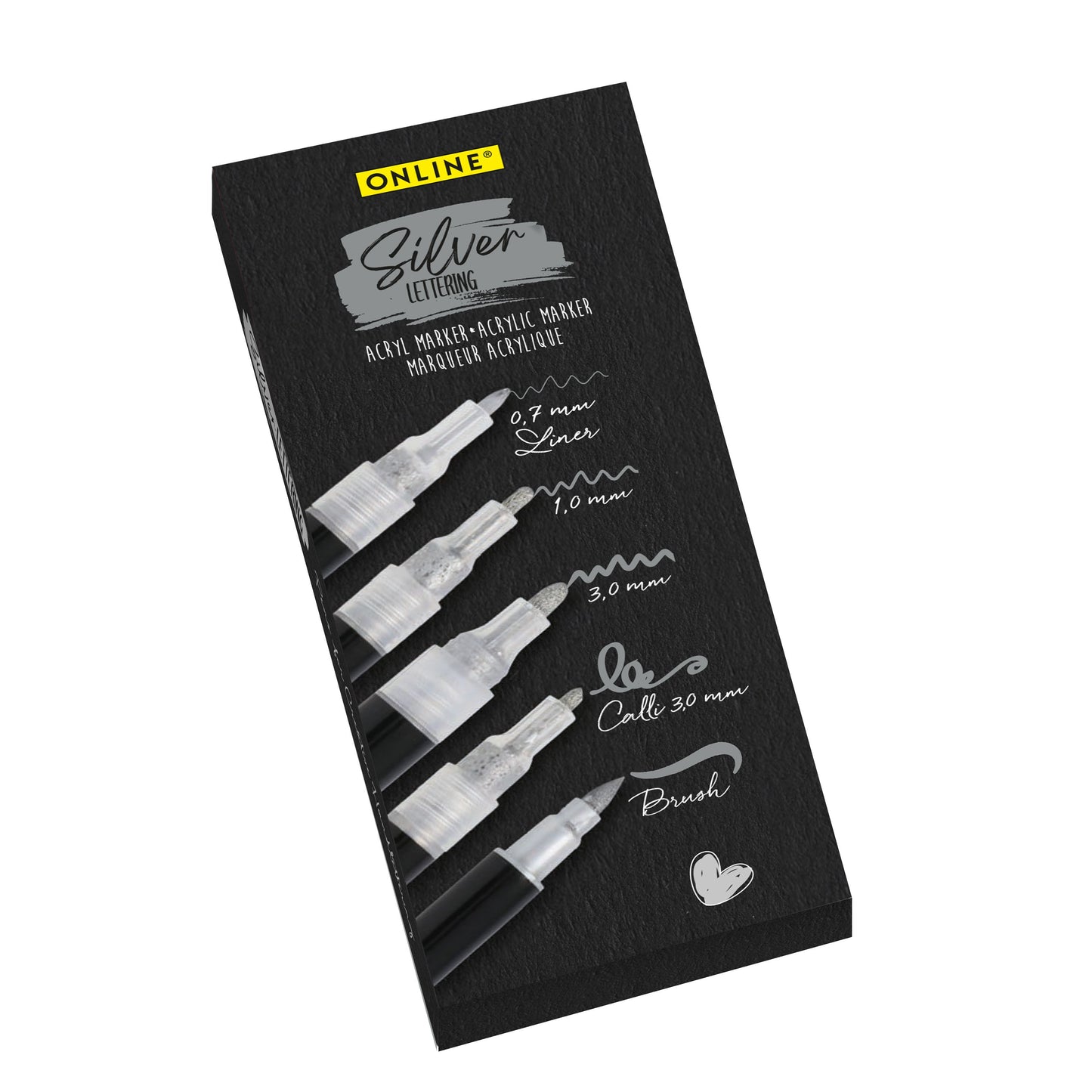 Eurostyle SRL - Pennarello acrilico online lettering 5 larghezze argento