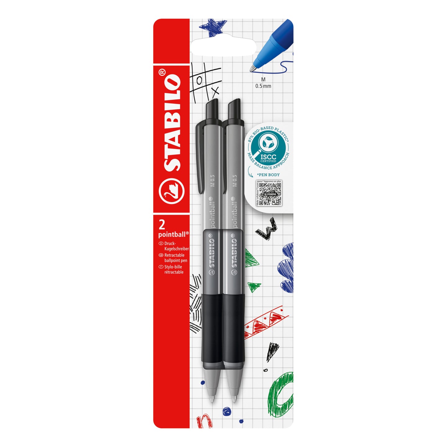 Stabilo - Balpen pointball colorful zw blist à 2st | 10 stuks