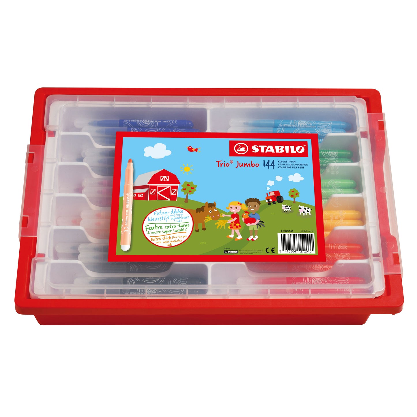 Stabilo - Viltstift trio jumbo 380 144st assorti