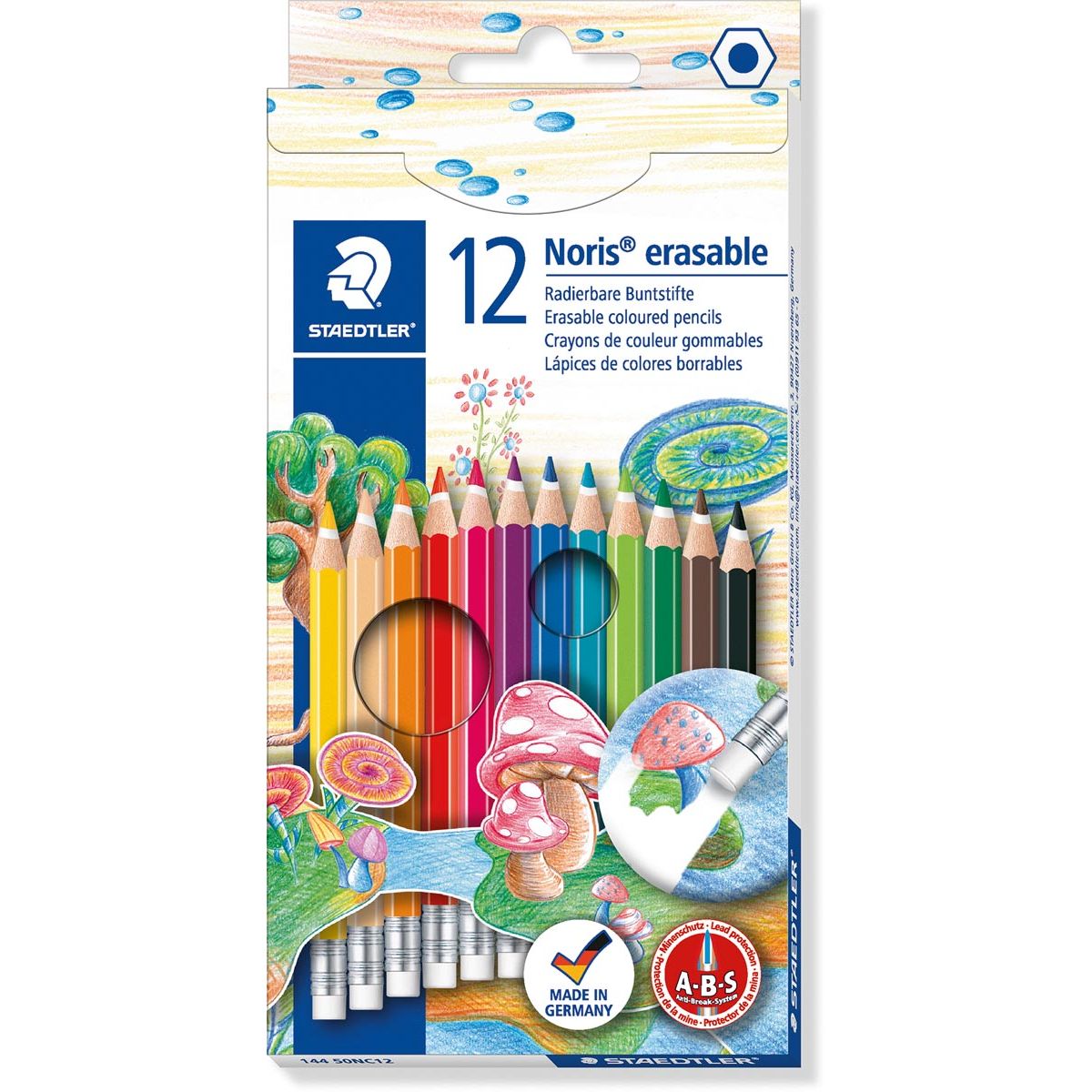 Staedtler - lápiz de color Noris Club borrable, 12 lápices