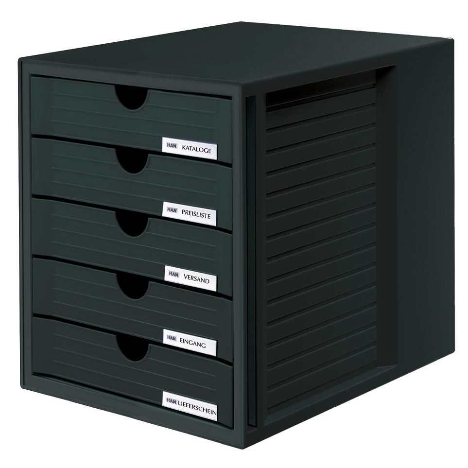 Han - Drawer box 1450 5 closed drawers black