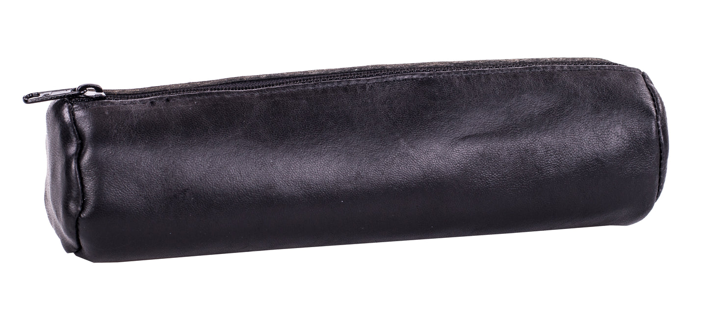 Oxford - Pennenetui 22x6cm leer rond zwart | 12 stuks