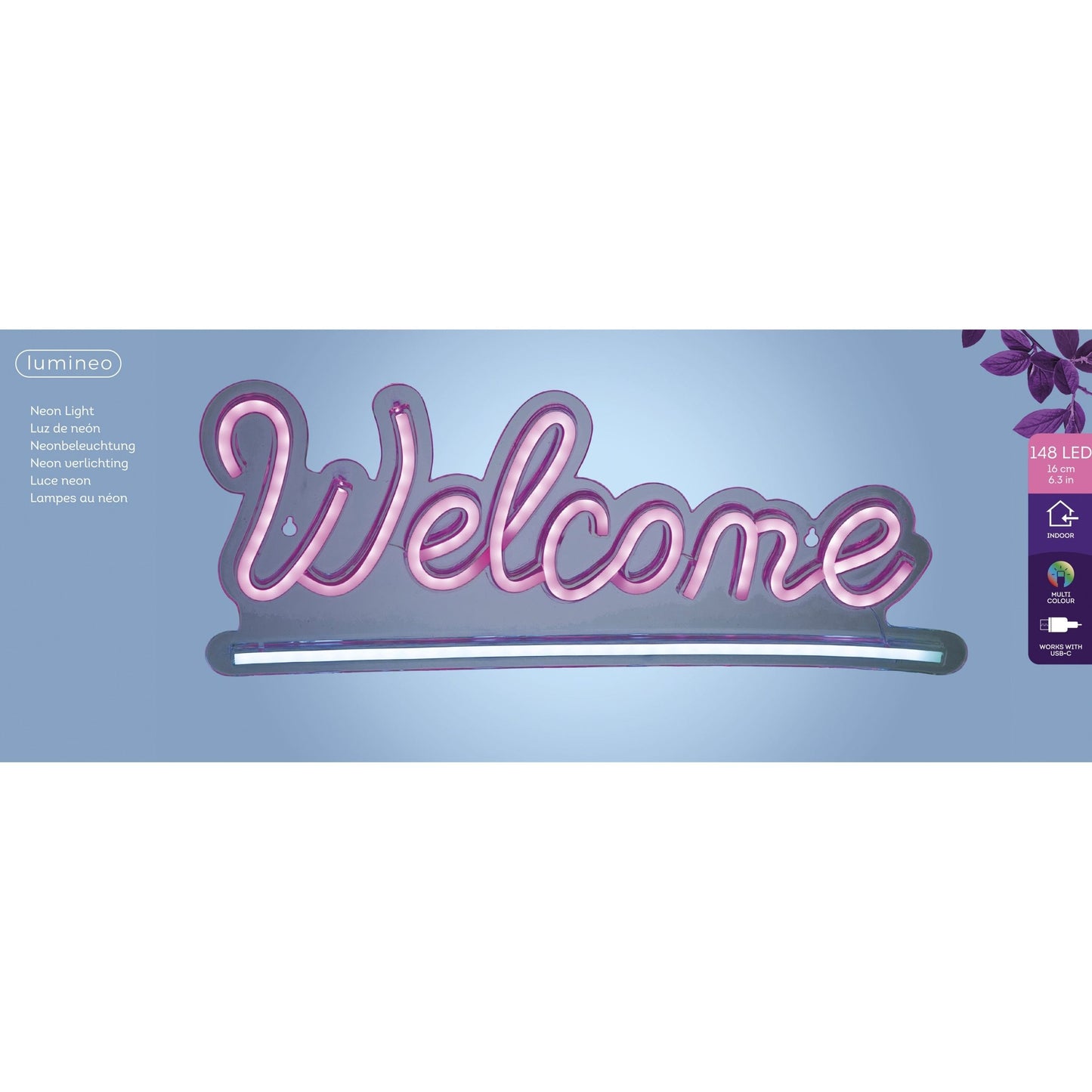 Lumineo - Ledbord indoor usb neon welcome
