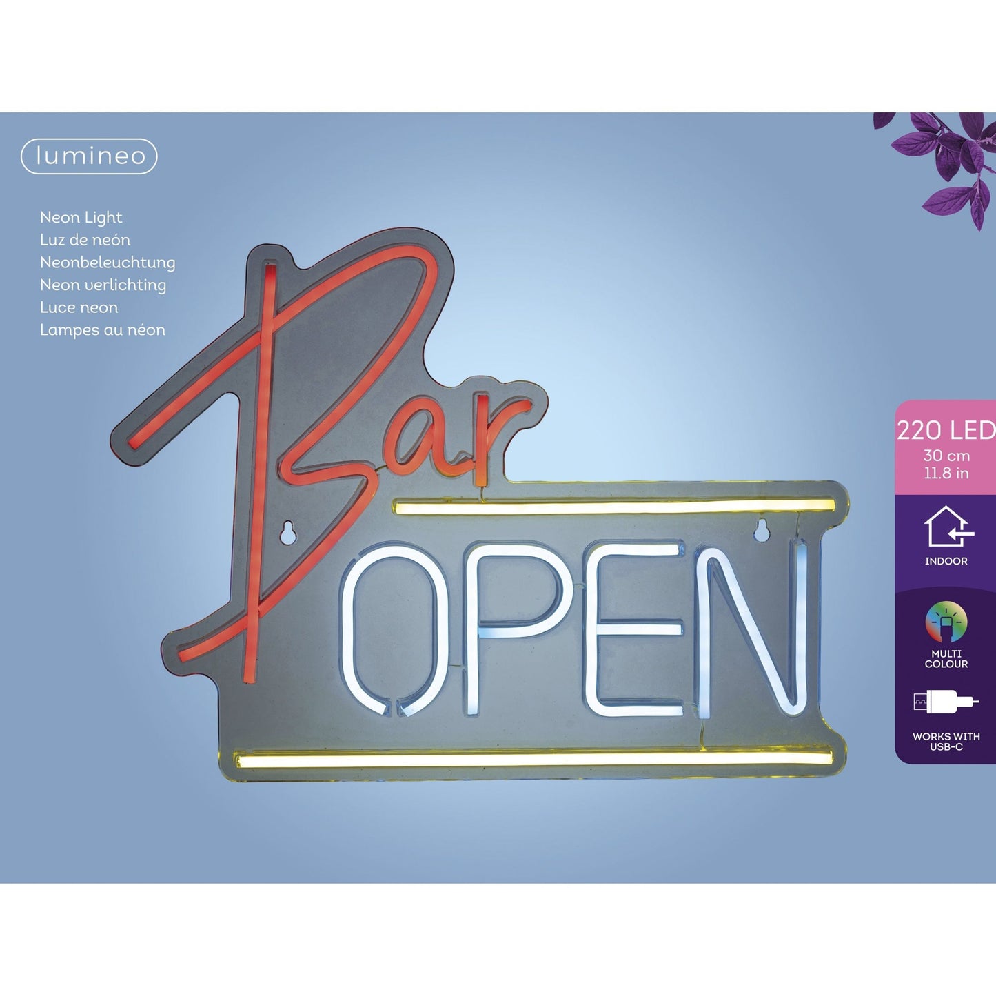 Lumineo - Ledbord indoor usb neon bar open