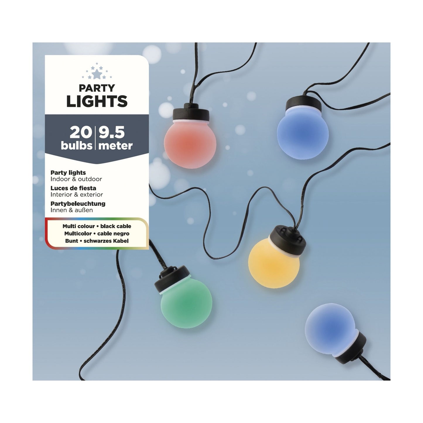 Lumineo - Partylight led 20 bollen 950cm assorti