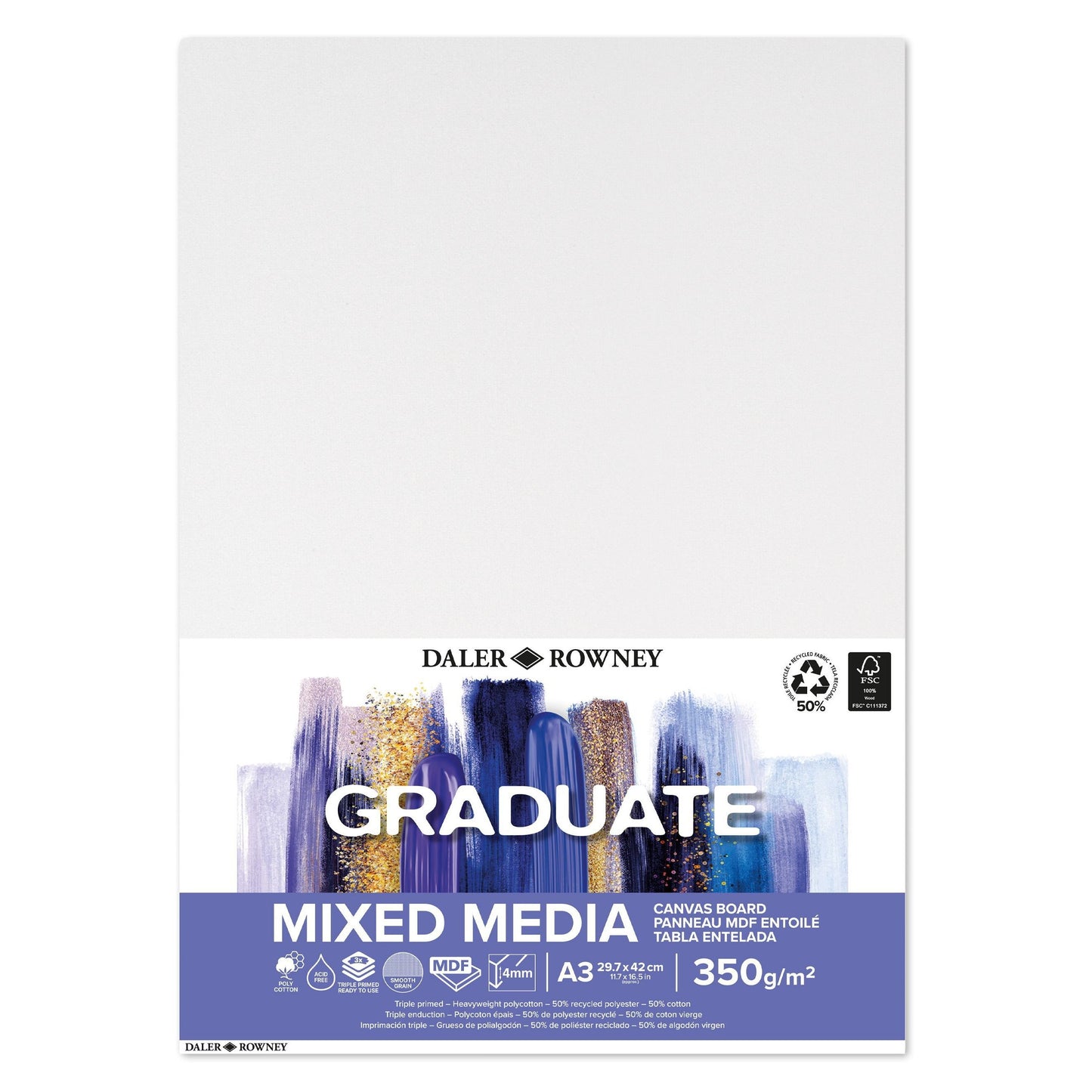Daler-Rowney - Canvasboard daler rowney graduate a3 wit