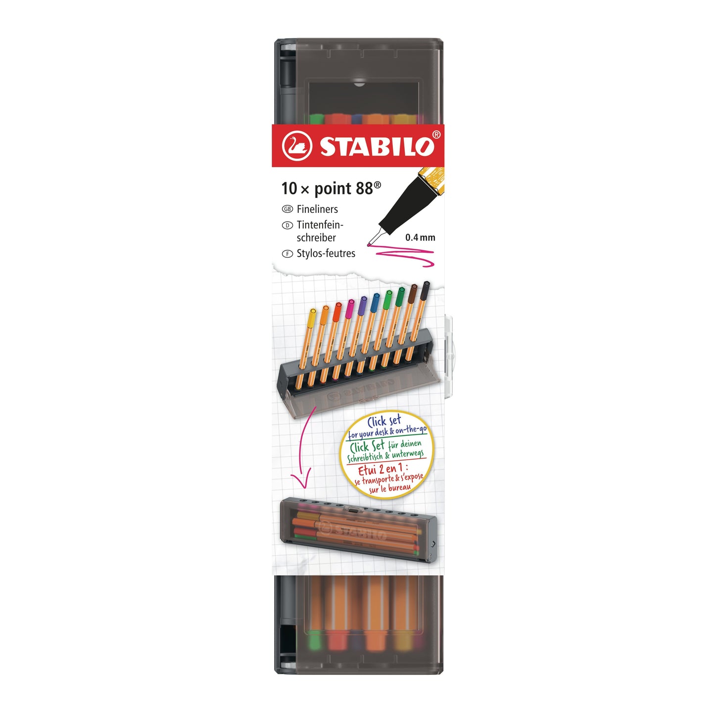 Stabilo - Fineliner point 88 f clickset à 10 kleuren