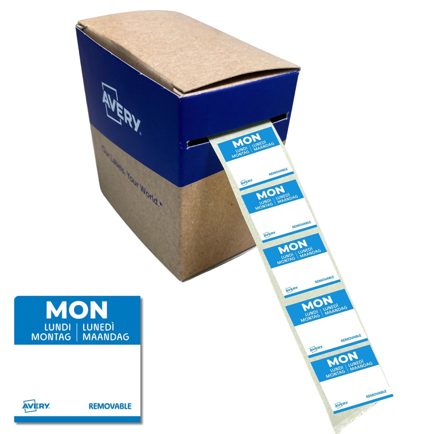 Avery - Etiket haccp maandag-blauw 25x25mm 1000st | 6 stuks