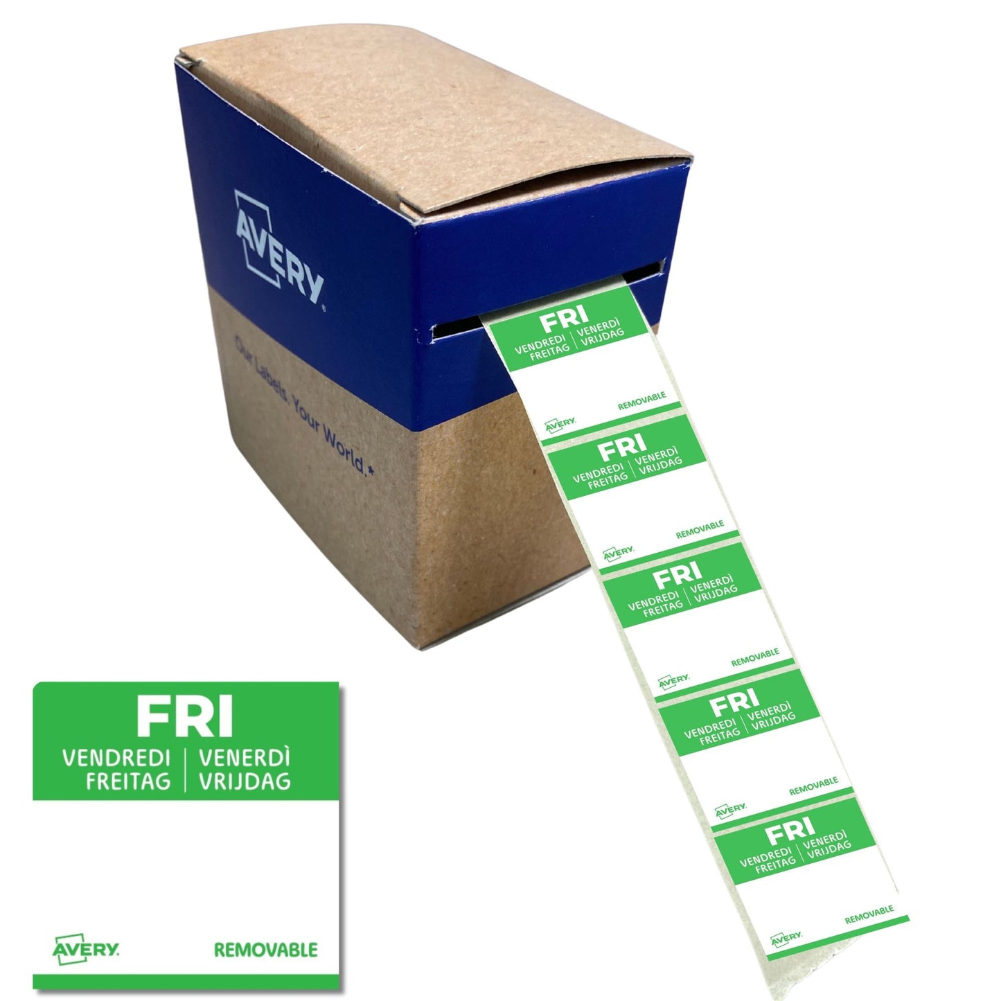 Avery - Etiket haccp vrijdag-groen 25x25mm 1000st | 6 stuks