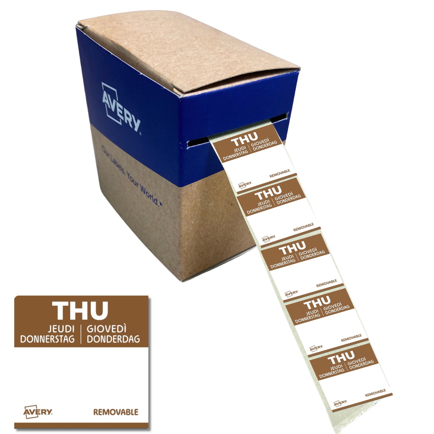 Avery - Etiket haccp donderdag-bruin 25x25mm 1000st | 6 stuks