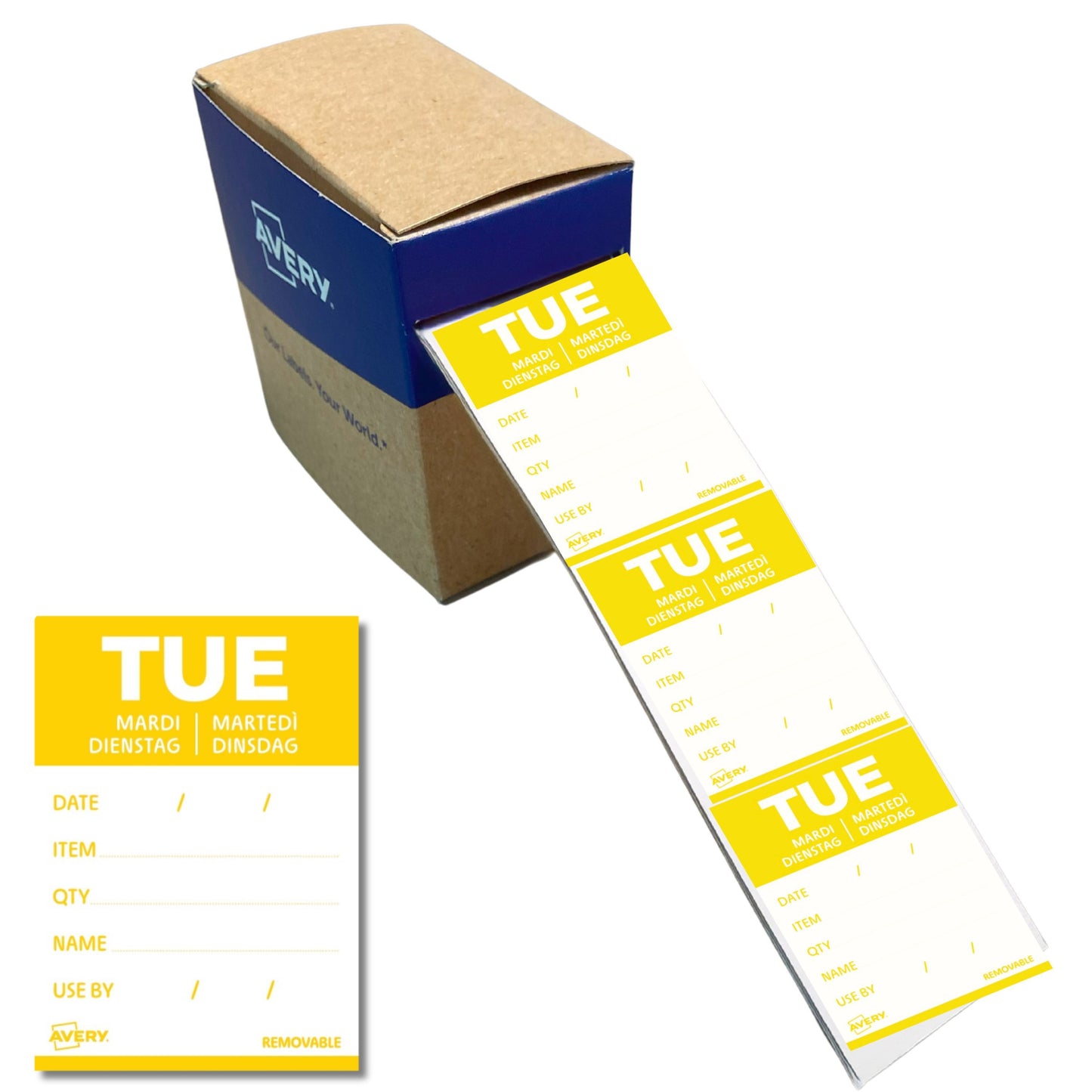 Avery - Etiket haccp dinsdag-geel 40x56mm 500st | 6 stuks