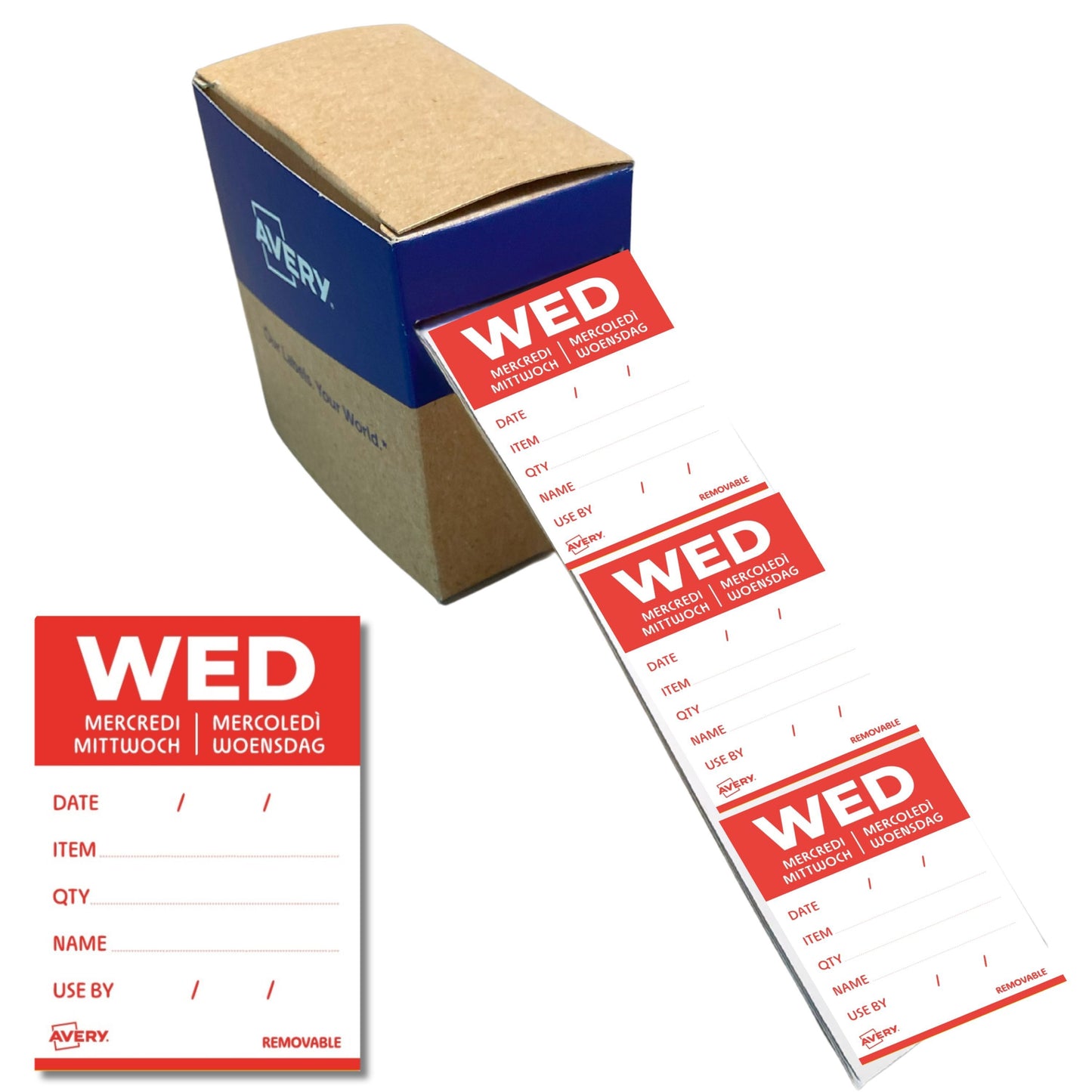 Avery - Etiket haccp woensdag-rood 40x56mm 500st | 6 stuks