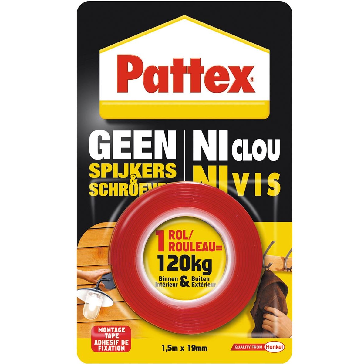 Pattex - Ruban adhésif Supermontage 50kg intérieur et extérieur