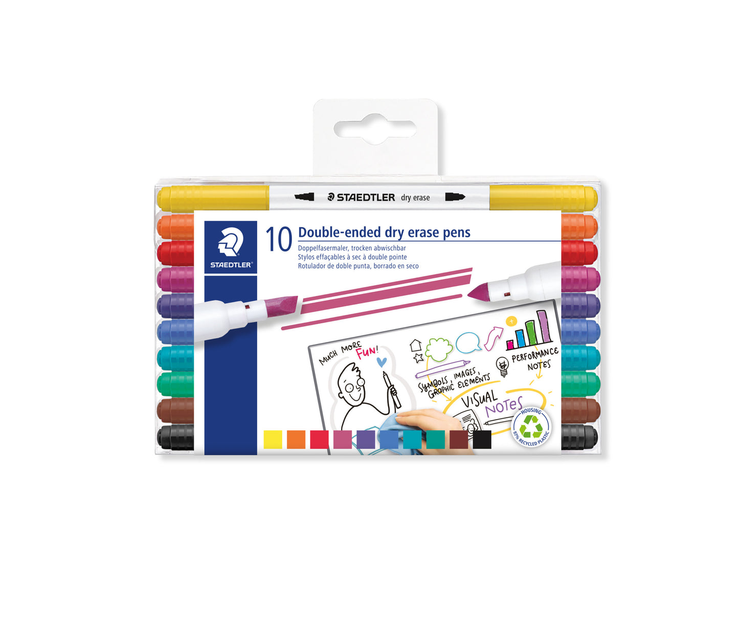 Staedtler - Whitebordstiften dubbele punt 10 kleuren | 6 stuks