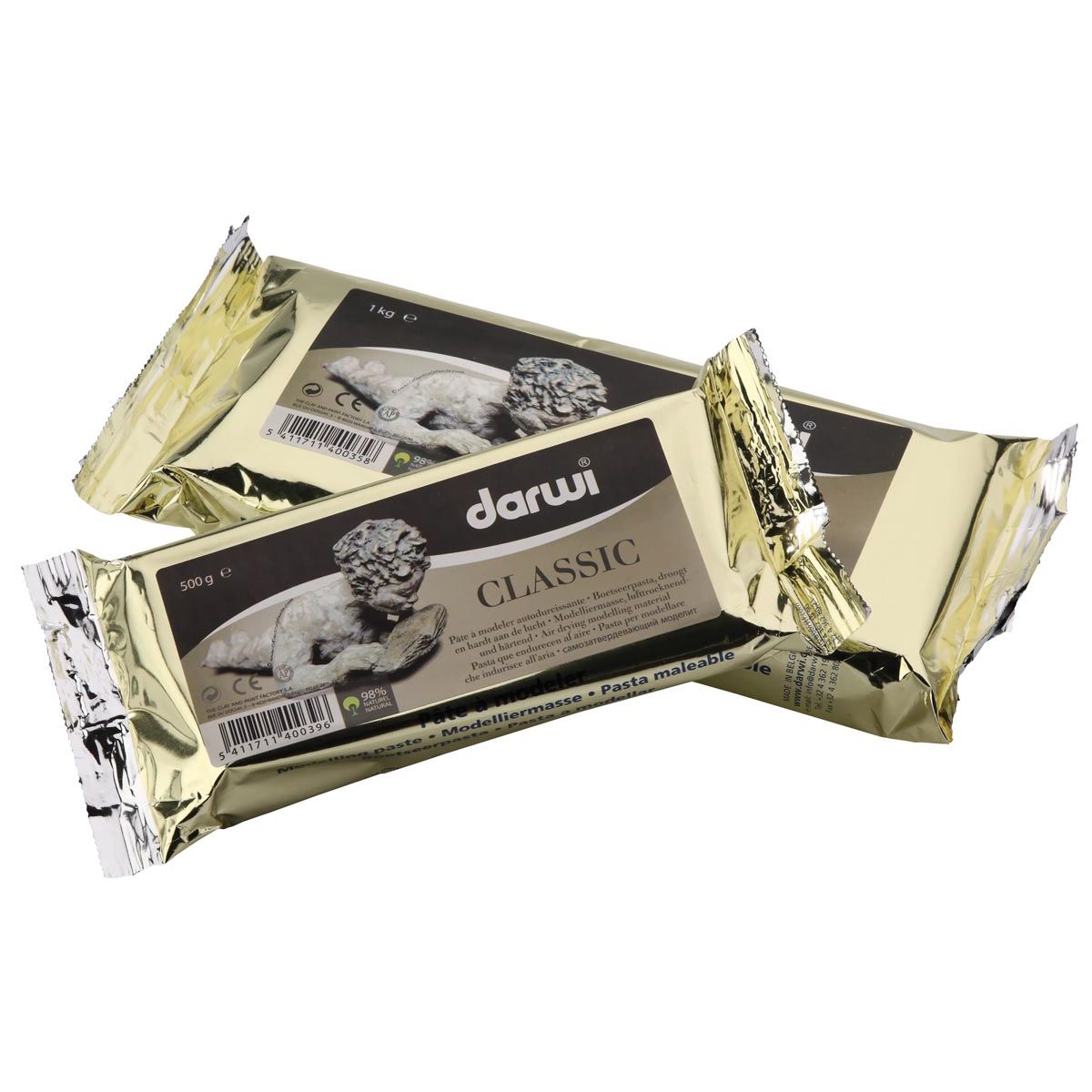 Darwi - pasta da modellare Classic, confezione da 1 kg, bianca