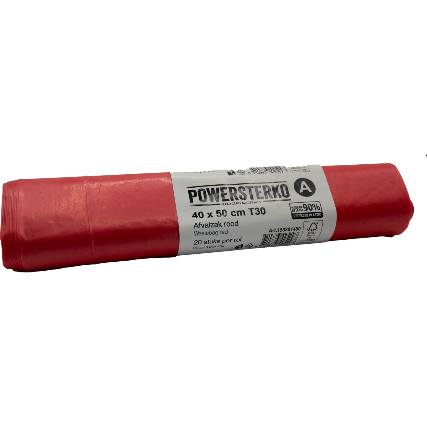 Klika - Afvalzak | Gerecycled LDPE | 40x50cm | T30 | rood | 500 stuks